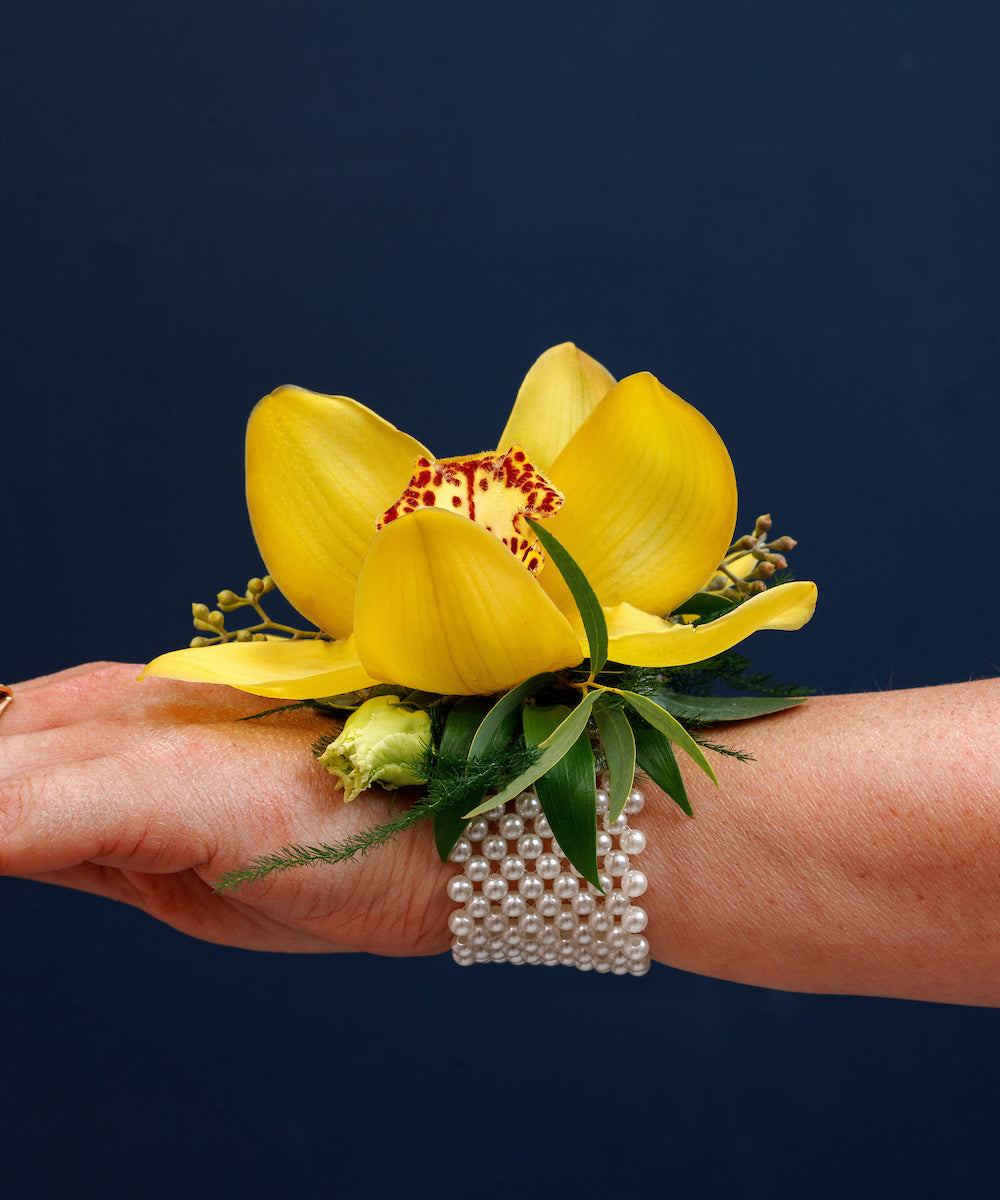 Yellow Cymbidium Orchid Wrist Corsage