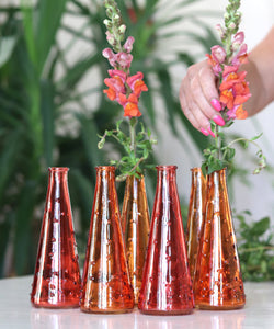 Karakum Glass Vase With Coral Sunset Dots - Red/Pink/Orange - Set of 6