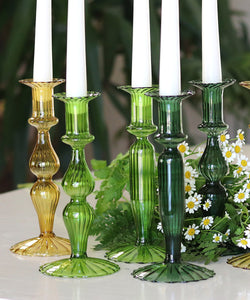 Karakum Glass Candle Holders Forest Green - Tones of Green - Set of 6