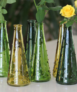 Karakum Glass Vase With Forest Green Dots - Tones of Green - Set of 6