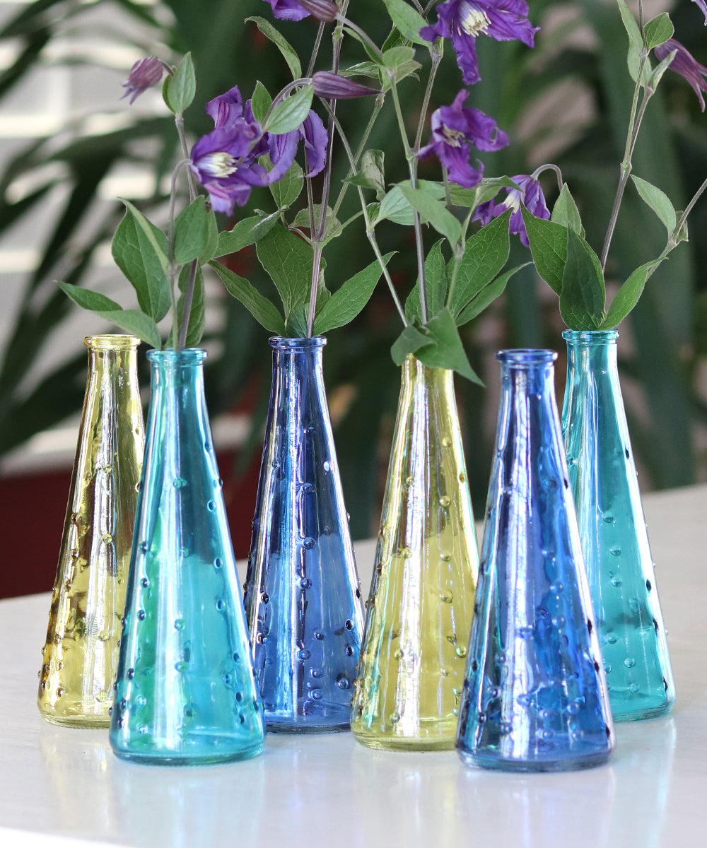 Karakum Glass Vase Summer Vibe - Lime/Blue/Aqua - Set of 6