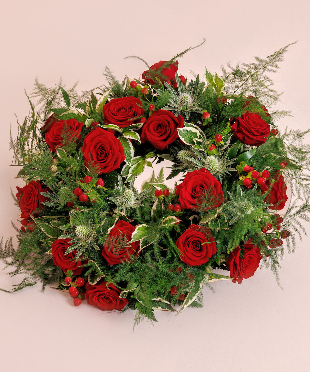 Red Funeral Roses Red Roses Funeral Wreath | Lamber De Bie – Lamber De Bie Flowers