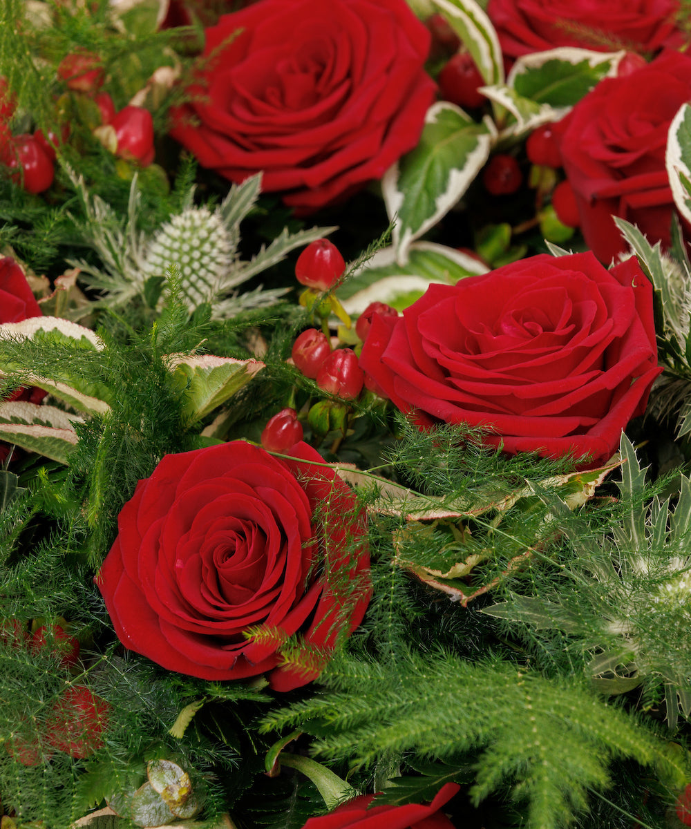 Red Roses Funeral Wreath