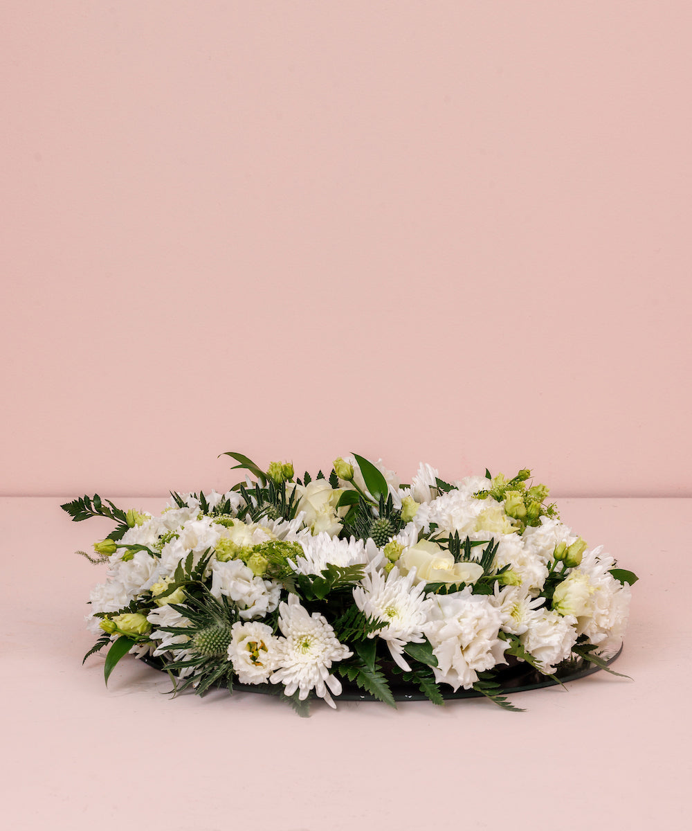 White & Green Classic Funeral Wreath