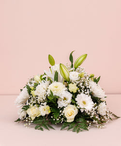 White Posie Funeral Arrangement