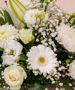 White Posie Funeral Arrangement