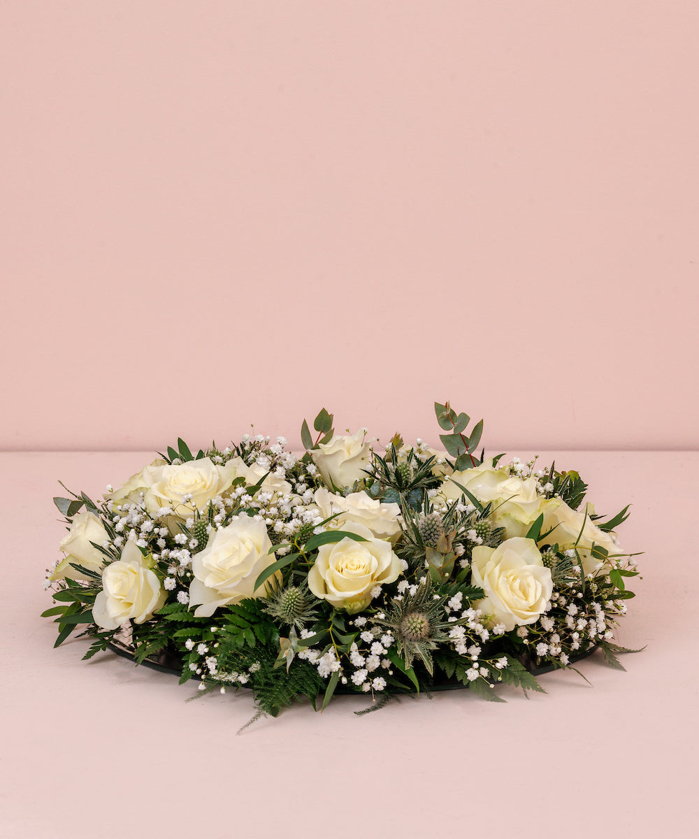 White Rose Funeral Wreath Arrangement | Lamber De Bie – Lamber De Bie ...