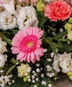 Pink & White Posie Funeral Arrangement