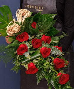 Dozen Red Roses Funeral Bouquet