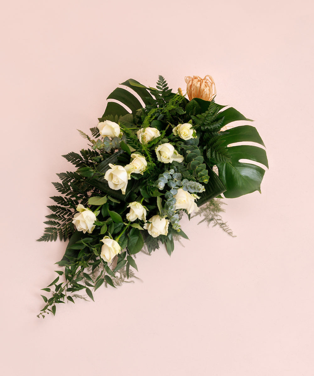 Dozen White Roses Funeral Bouquet