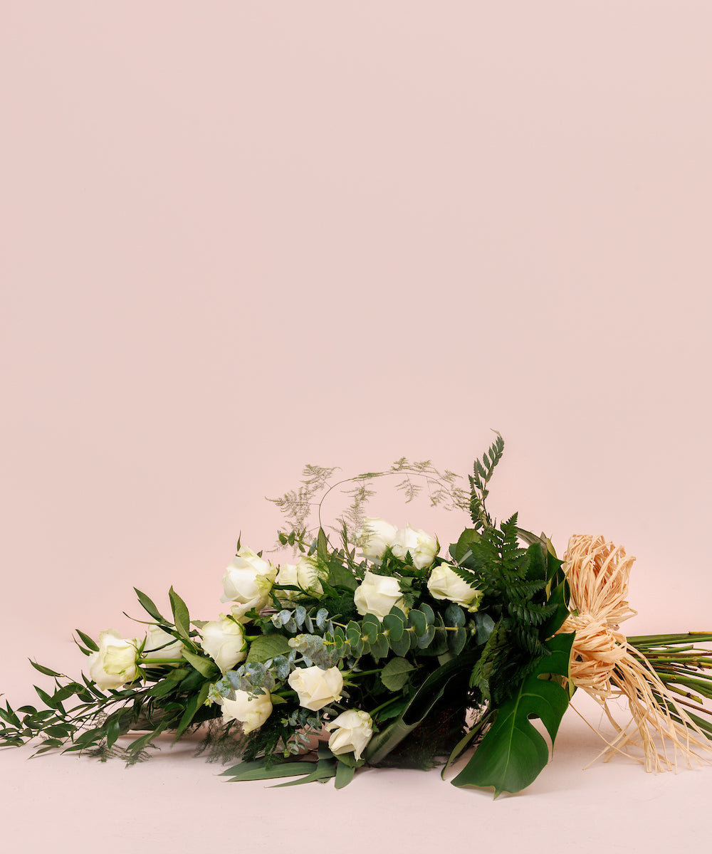 White Rose Funeral Arrangement | Lamber De Bie – Lamber De Bie Flowers