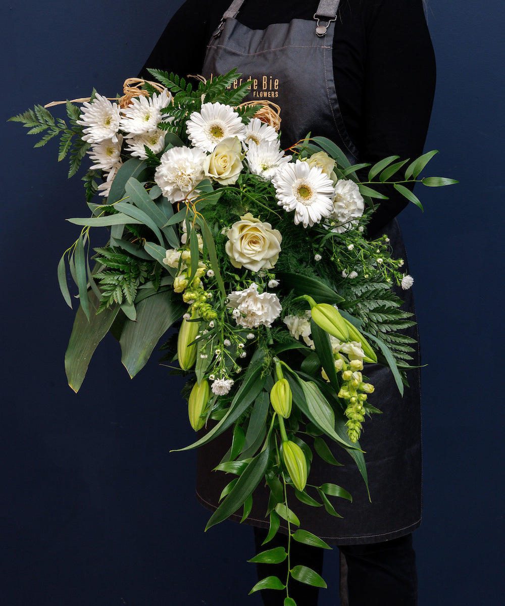 White & Green Classic Funeral Bouquet