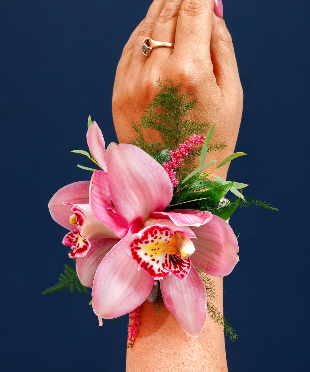 Pink Cymbidium Orchid Wrist Corsage
