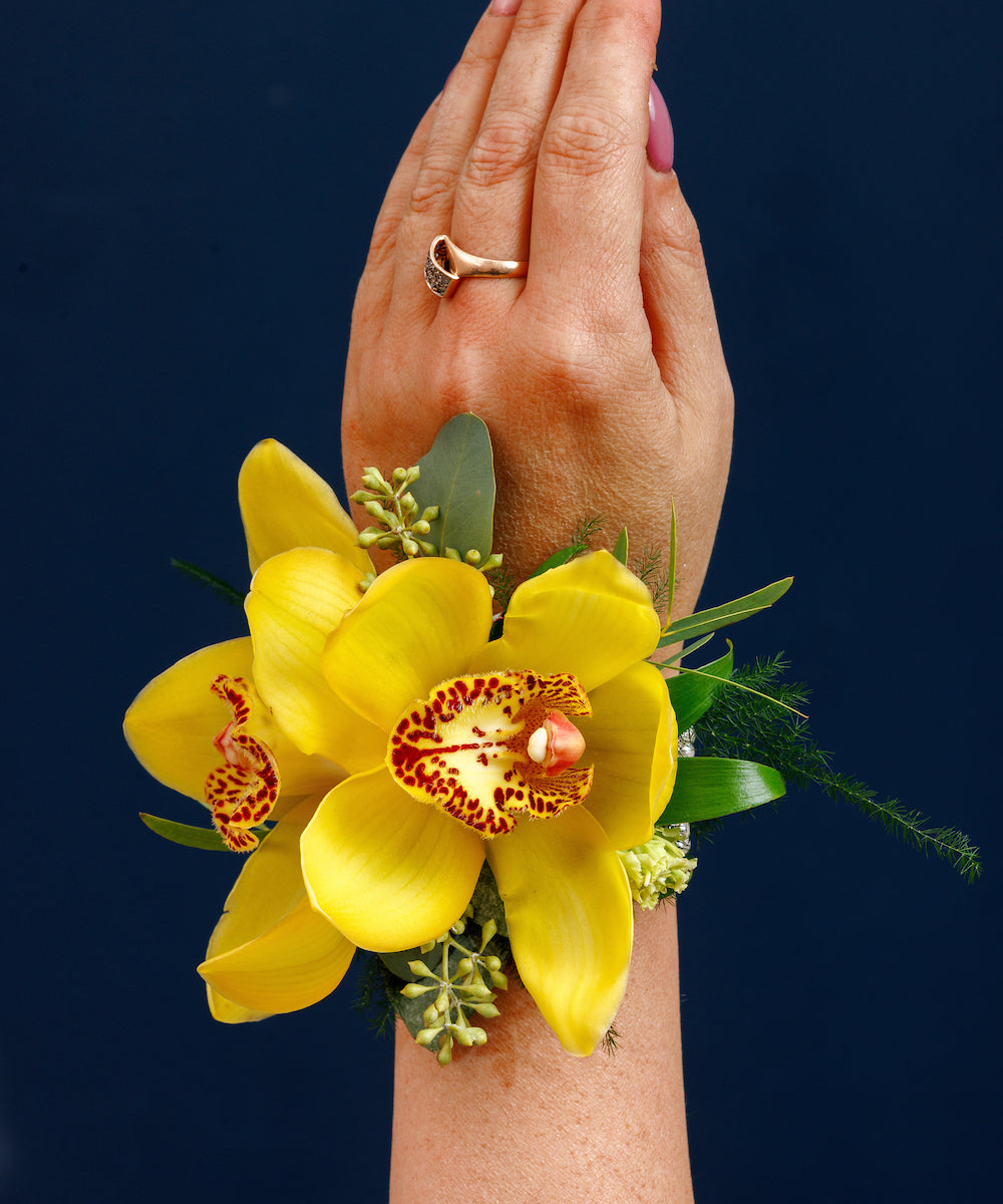 Yellow Cymbidium Orchid Wrist Corsage