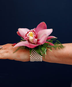 Pink Cymbidium Orchid Wrist Corsage